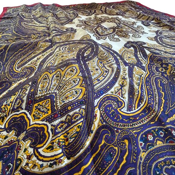 Vintage Silk Paisley Scarf Specialty House Japan Red Border 34” Square - Picture 2 of 5